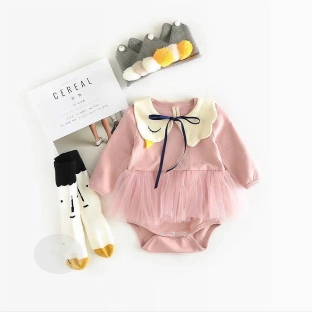 Baby Girl Swan Romper - Pink